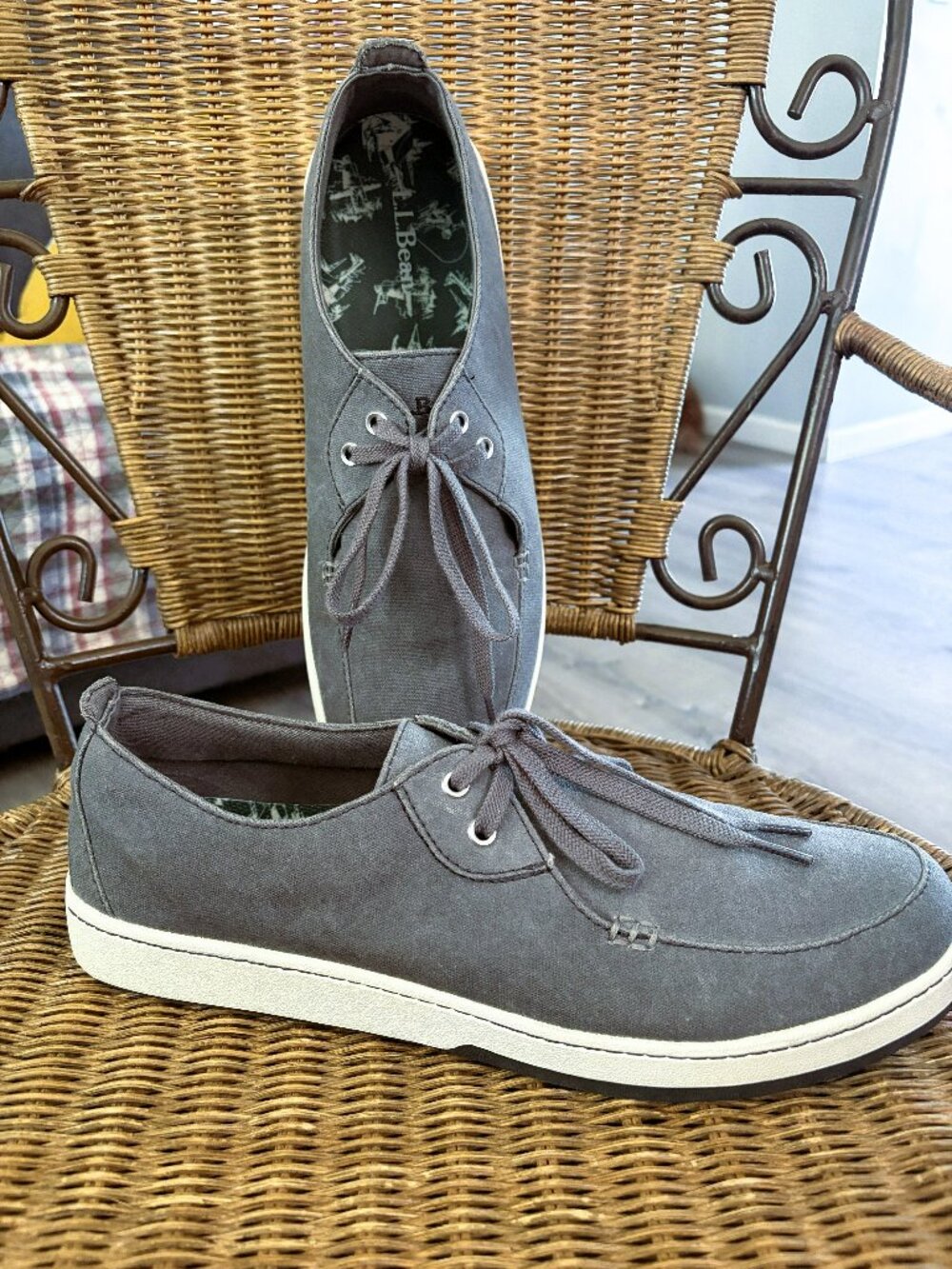 Men's LL Bean Sneakers Sz 14 Campside 2 Eye Canvas Gray Sneakers 505999 NWOB